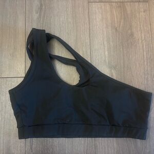 Black Women's One Shoulder Sports Bra